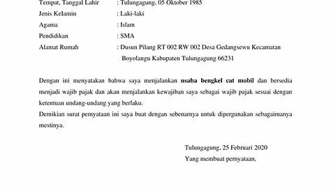 Download Contoh Surat Pernyataan Kegiatan Usaha Untuk NPWP