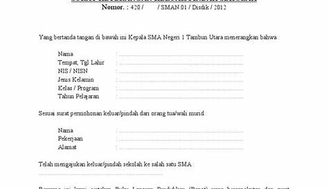 Surat Keterangan Keluar Sekolah - IMAGESEE