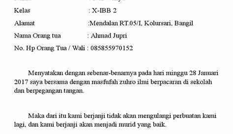 Contoh Surat Pernyataan Tidak Akan Melakukan Kesalahan Lagi