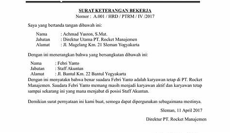 Contoh Surat Pernyataan Karyawan Tetap Untuk Lelang - Surat permohonan