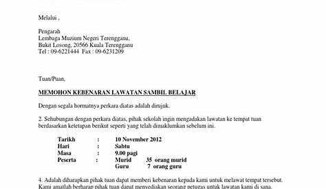 Format Surat Lawatan Ke Muzium Negeri Terengganu