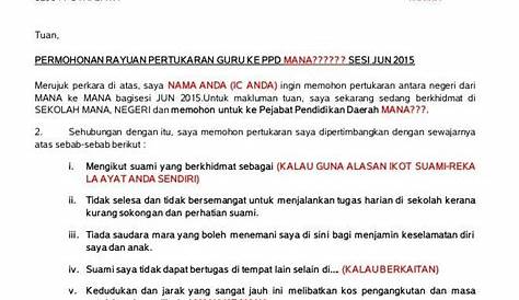 Contoh Surat Rasmi Permohonan Pertukaran Sekolah Anak