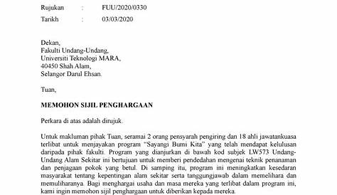 Contoh Surat Rasmi Ke Uitm