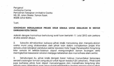 Contoh Surat Sokongan Ketua Kampung Untuk Bantuan Tengok - Letter Website