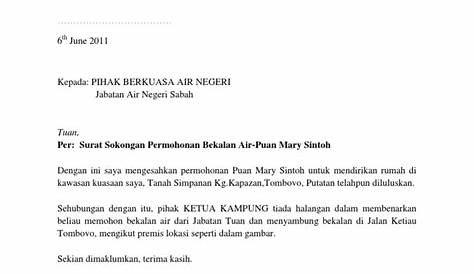 Contoh Surat Sokongan Ketua Kampung - kueh apem