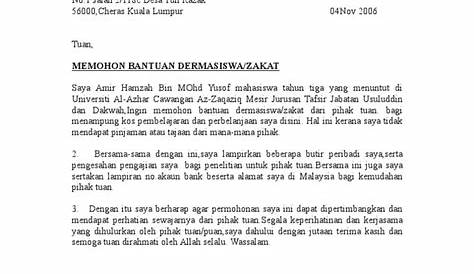 Contoh Surat Permohonan Bantuan Kewangan - Savannagwf