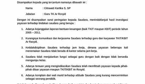 Contoh Surat Teguran Guru Tidak Masuk Kerja - Delinewstv