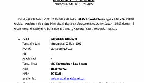 (DOC) (Surat Tugas) Operator EMIS Pendis 2015- | Bayu Fajar - Academia.edu