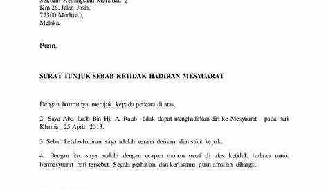 Surat Tunjuk Sebab Tidak Menghantar Fail Rekod Mengajar