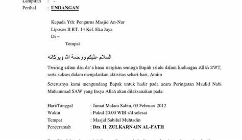 Surat Undangan Peringatan Maulid Nabi Muhammad SAW 1439 H di Masjid