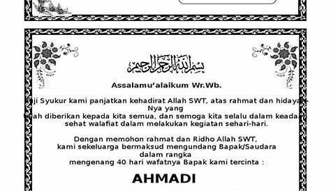 10 Contoh Undangan Tahlil 7 Hari, 40 Hari, dan 100 Hari Lengkap