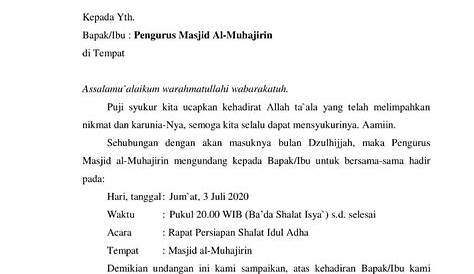 Contoh Undangan Takmir Masjid Coretan - Riset