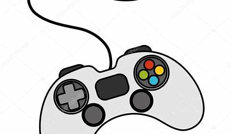 Ilustración del controlador de juegos en blanco, dibujo de los