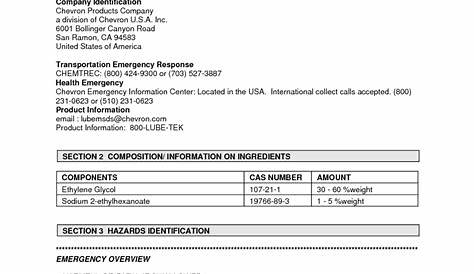 Coolant Safety Data Sheet