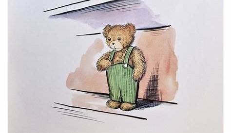 Corduroy Bear on Library Card Print of painting of bear on