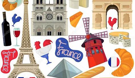 France Travel Scrapbook Stickers, Patches, Badges for Prints with Kiss