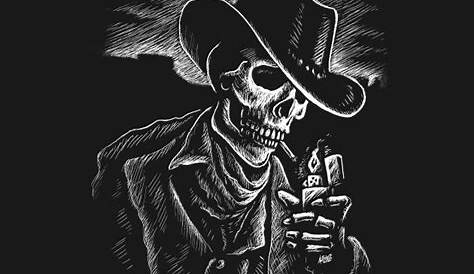 Skull in Cowboy Hat and Cigar Stock Vector - Illustration of cigarette