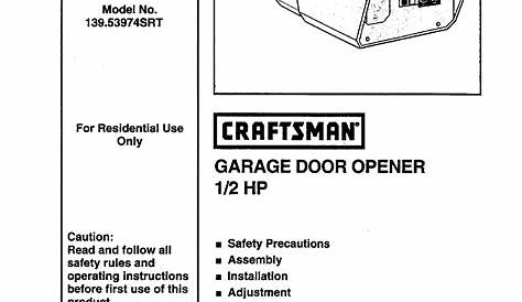 Craftsman 1/2 Garage Door Opener Manual