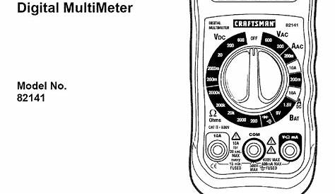 Craftsman Multimeter 82141 Manual Pdf