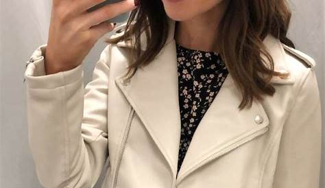 Cream Leather Jacket Outfit Spring