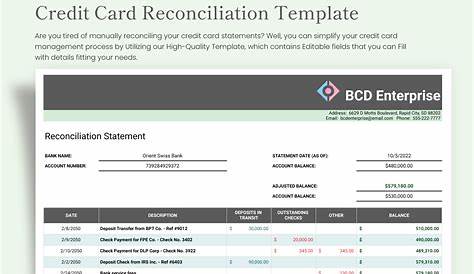 Reporting Template Credit Card Reconciliation Report Nexonia