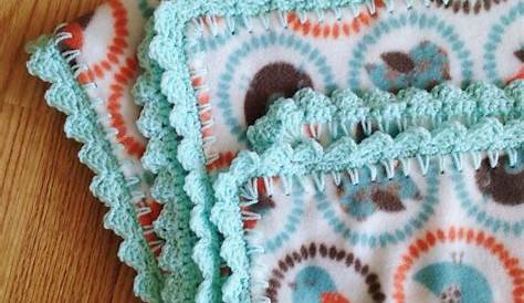 Fleece blanket with crochet edging. Off to a new baby boy! 