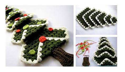 My first appempt making this Crochet Granny Square Christmas tree using