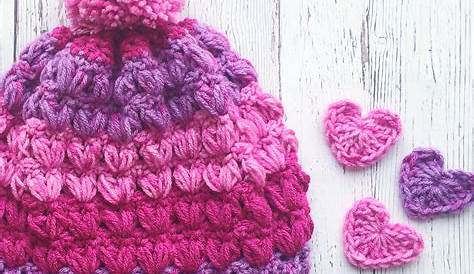 Crochet Messy Bun Valentine Hat Trending In S! The Purple Poncho