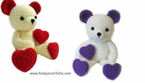 Crochet Teddy Bear Valentines With Bow Tie Pattern Amiguroom Toys