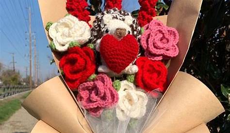 Crochet Valentine Bouquet A Dozen Rose Rose Gift