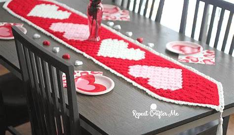 Crochet C2C Valentine's Heart Table Runner - Repeat Crafter Me