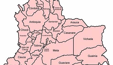 Mapa de Colombia con Nombres, Departamentos y Capitales 【Para Descargar