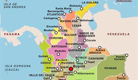 🥇 Departamentos y Capitales de Colombia - Lista completa Colombia Map