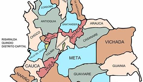 Mapa de COLOMBIA Político, Físico, para Colorear