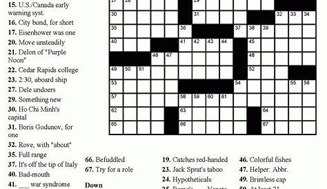Crossword Puzzles Free Printable With Answers : Printable Crossword