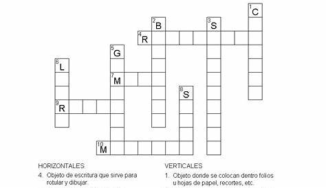 Crucigrama de 10 palabras. Más cosas del colegio. Teby y Tib - Portal