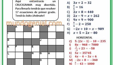 Crucigramas Matemáticos Para Secundaria / Crucigrama De Numeros Sumas