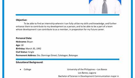 pickingupmymat: 18 Luxury Curriculum Vitae Sample In Philippines