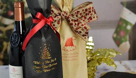 Christmas Wine Bottle Gift Bags Personalized | 5 x 16 Paper Wine Bags