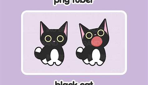 Black Cat Pngtuber Vtuber Model, Ready to Use Streamer Avatar, for OBS