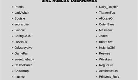 Good Girl Usernames For Roblox