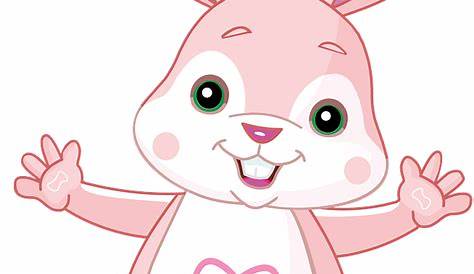 Cute Pink Baby Free - Baby Pink Bunny Cartoon, HD Png Download