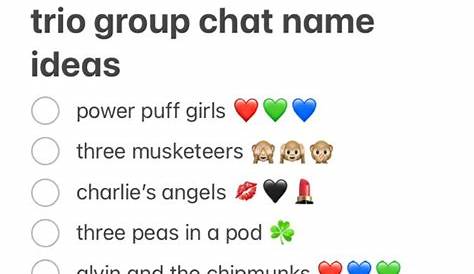 Groupe chat names | Group chat names, Name for instagram, Group names ideas