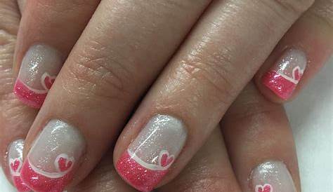 Cute Valentines Day French Tip Nails !! Manicure With A Heart Design