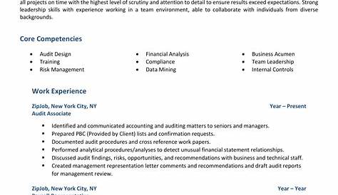 Senior / Audit Associate Resume Samples | Velvet Jobs