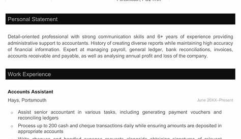 Accounting Assistant CV Examples & Templates | VisualCV