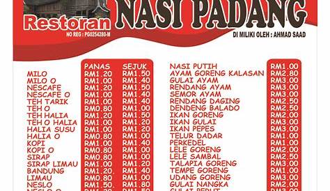 Daftar Harga Menu Delivery Rumah Makan Padang Purnama Minang Semawung