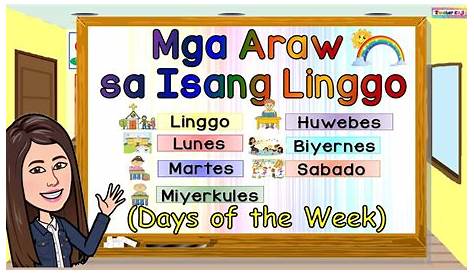 Mga Araw sa Isang Linggo Filipino Tagalog Laminated Chart A4 Size