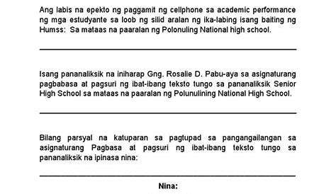 Mga Halimbawa Ng Pamagat Sa Pananaliksik - Halimbawa ng Kabanata 1 sa