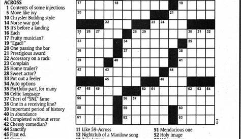 Newsday Crossword Sunday for Jul 05, 2015, by Stanley Newman | Creators